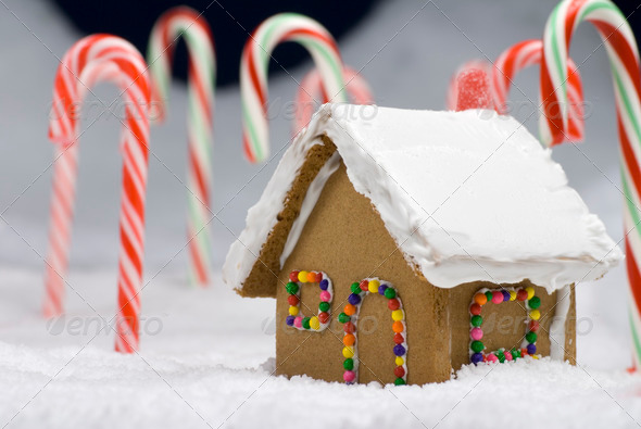Christmas Gingerbread House Closeup - Stock Photo - Images