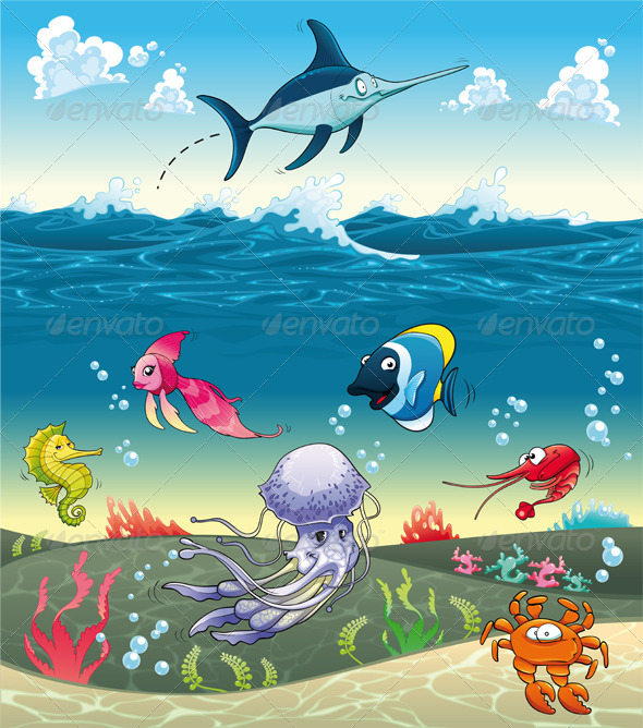 GraphicRiver Under the Sea With Fish and Other Animals 857202 GraphicRiver Under the Sea With Fish and Other Animals 857202