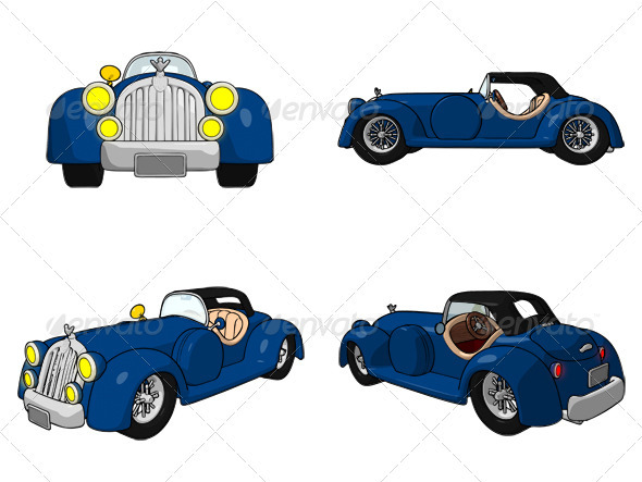 Cartoon Convertible - Objects Illustrations