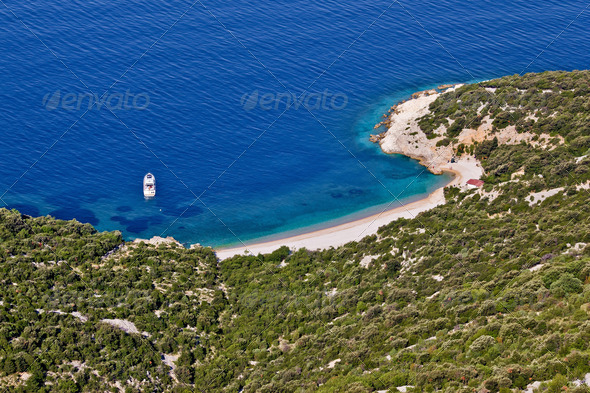 Crystal clean beach aerial view - Stock Photo - Images