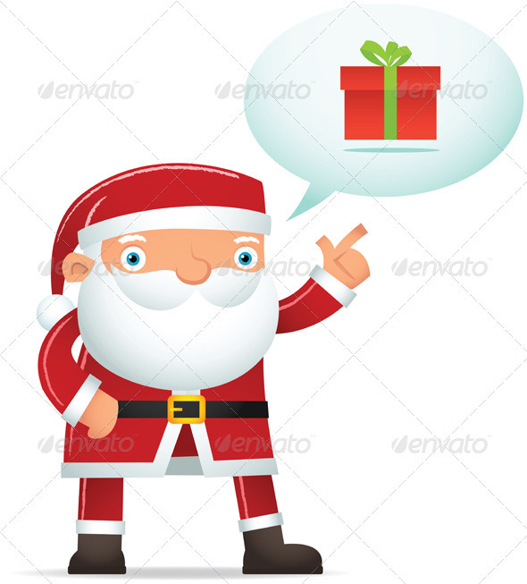 Santa Talking about Gift - Characters Vectors