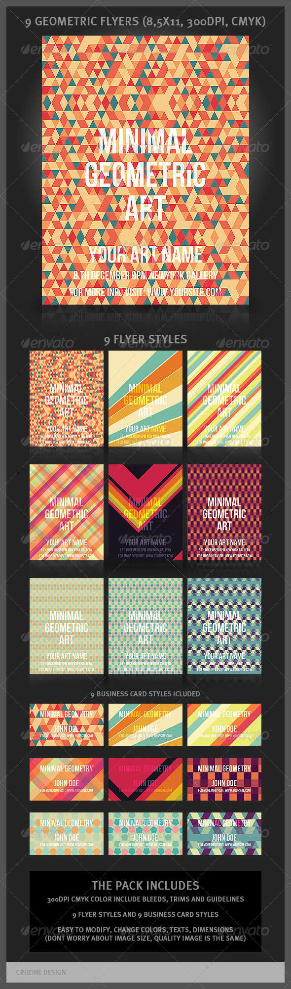 9 Geometric Flyers and Business Cards - Miscellaneous Print Templates