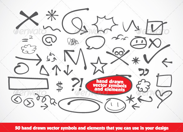 Hand Drawn Vector Symbols and Elements - Decorative Symbols Decorative