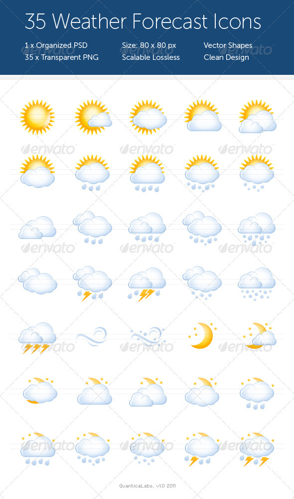 35 Weather Forecast Icons - Web Icons