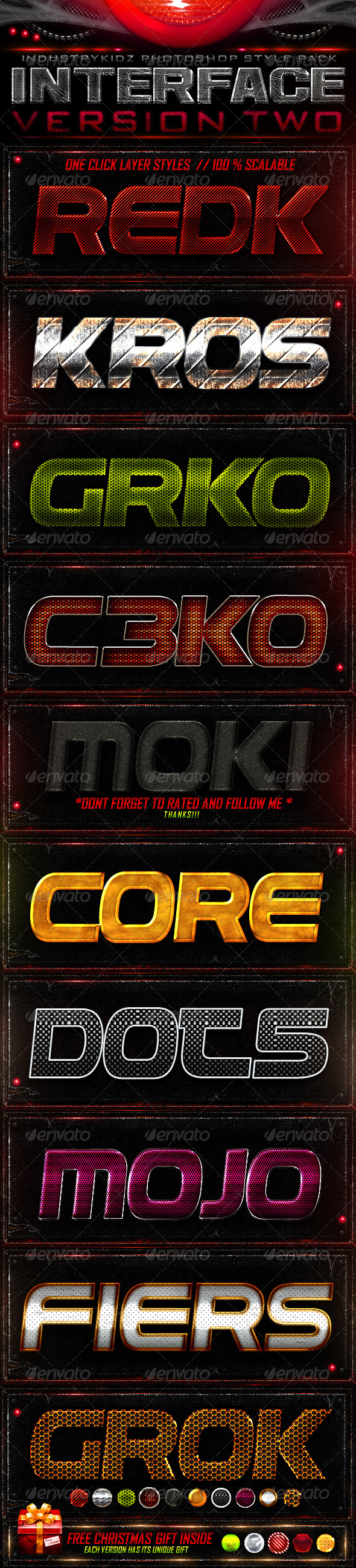 Interface Photoshop Layer Styles V2 - Text Effects Styles