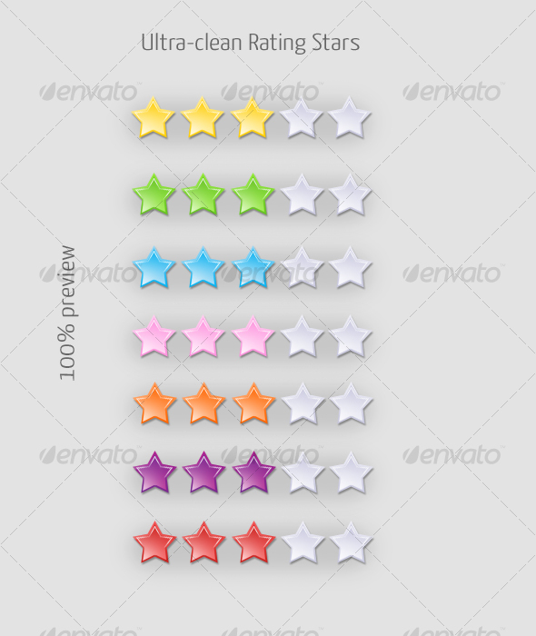 Ultra-clean Web 2.0 Rating Stars (7 colors) - Miscellaneous Web Elements