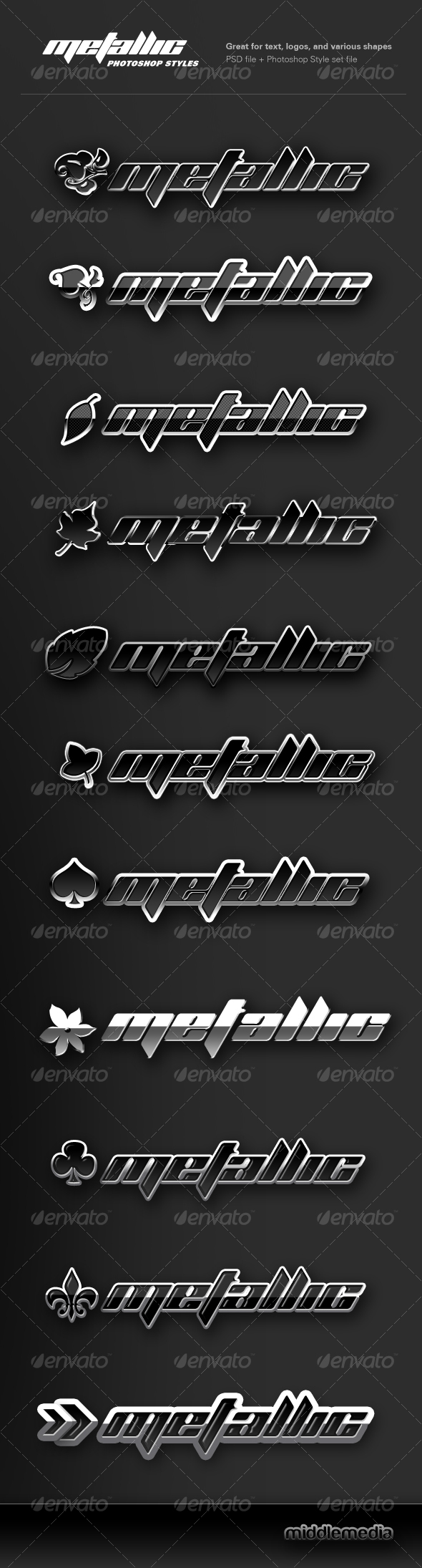 Metallic Chrome Photoshop Styles - Text Effects Styles