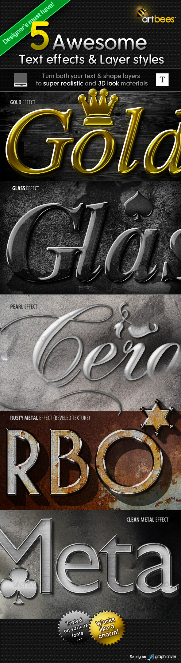 5 Awesome Text effects & Layer Styles - Photoshop Add-ons