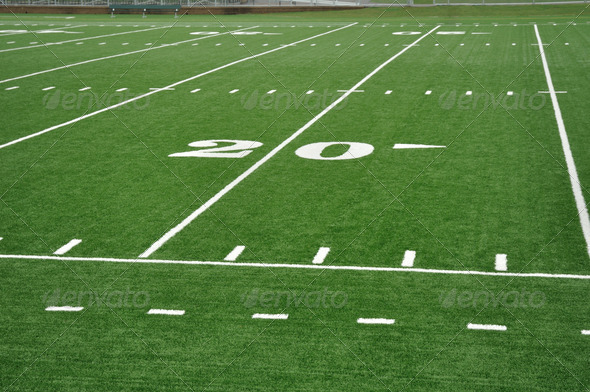 Twenty Yard Line on American Football Field - Stock Photo - Images