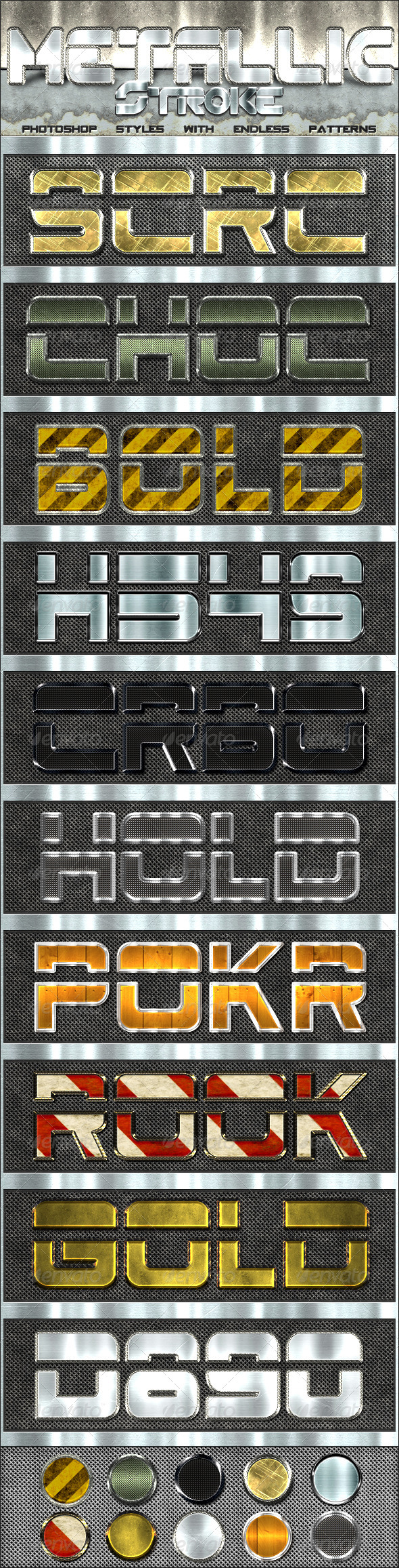 Metallic Stroke Styles - Text Effects Styles