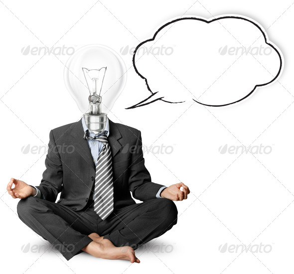 Stock Photo - PhotoDune lamp-head businessman in lotus pose with speech bubble 954097 Stock Photo - PhotoDune lamp-head businessman in lotus pose with speech bubble 954097