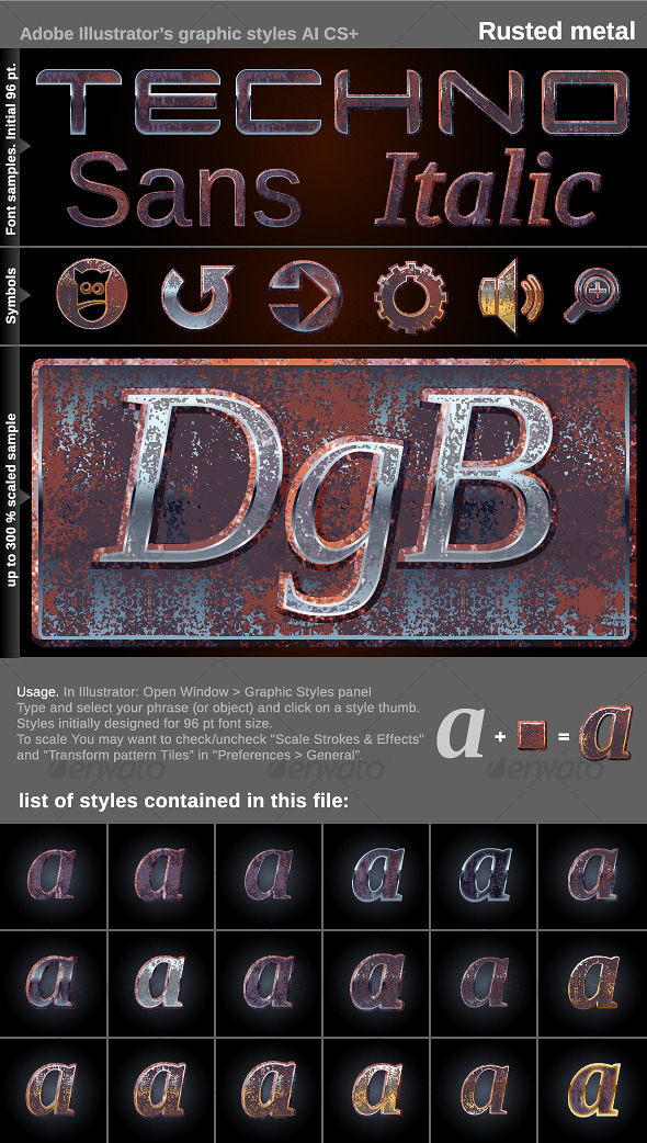 Illustrator Graphic Styles - Rusted metal - Styles Illustrator