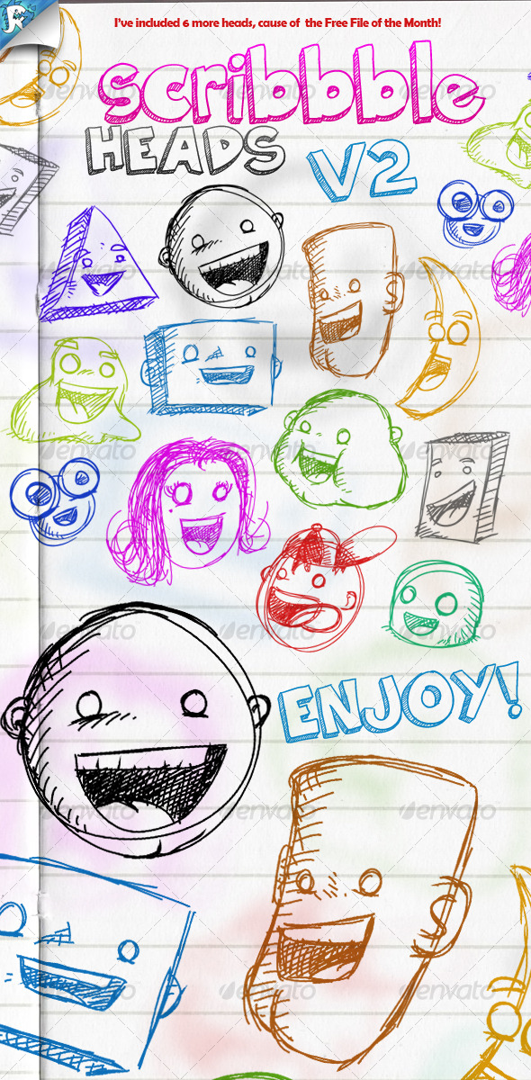 GraphicRiver Scribble Heads Vector Pack 113591 GraphicRiver Scribble Heads Vector Pack 113591