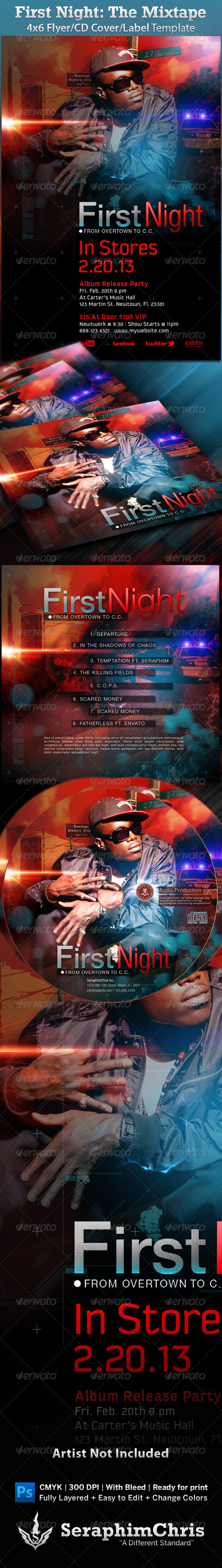 Mixtape/Album/Flyer: First Night - CD & DVD artwork Print Templates