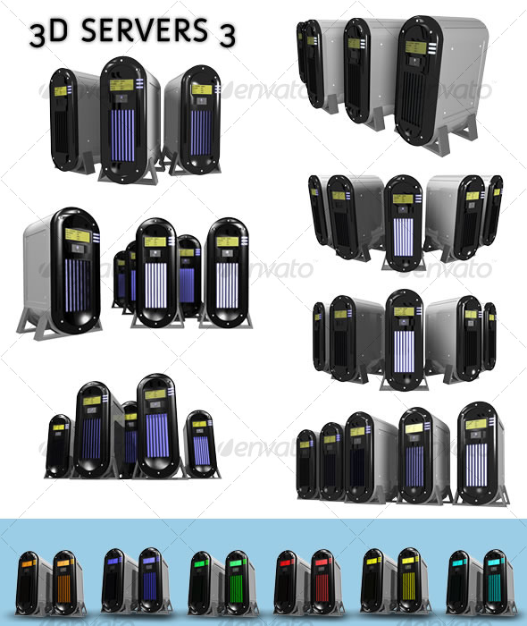 3D Servers - pack 3 - Technology 3D Renders