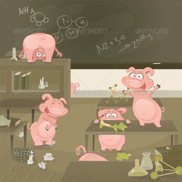 Pigs Gone Wild Vector Illustration - Characters Vectors