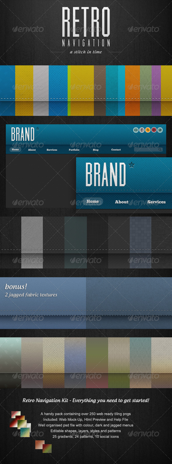 Retro Navigation - 250+ Web Ready Tiling Menu Bars - Navigation Bars Web Elements