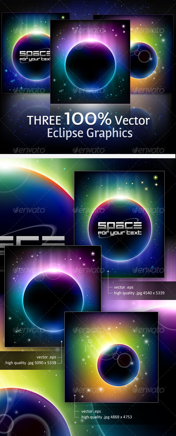 3 Vector Eclipse Backgrounds - Abstract Conceptual