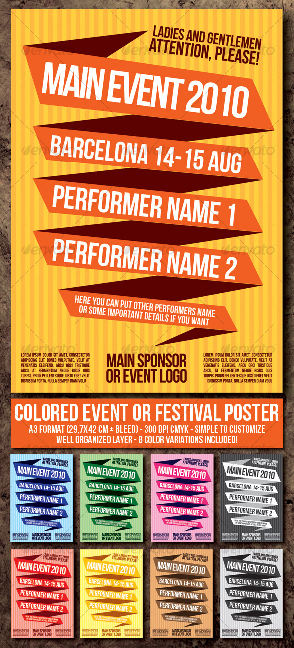 For Sale Poster Template. Colored Event-Festival Poster