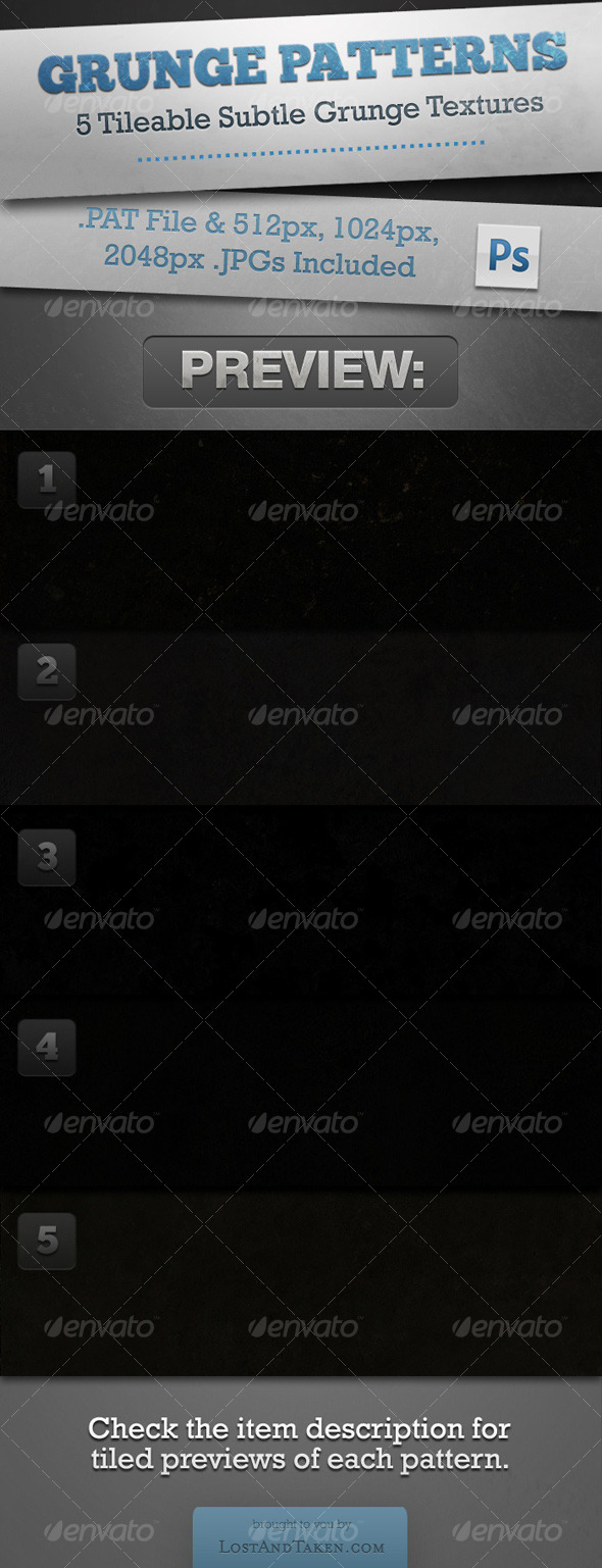 5 Tileable Dark Grunge Textures - Techno / Futuristic Textures / Fills / Patterns