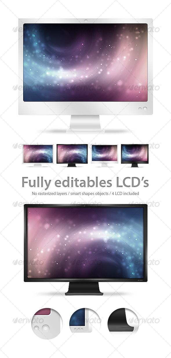 LCD / Monitors Fully Editables - Illustrations Graphics