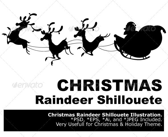 Reindeer Silhouette And Santa Claus Christmas - Christmas Seasons/Holidays