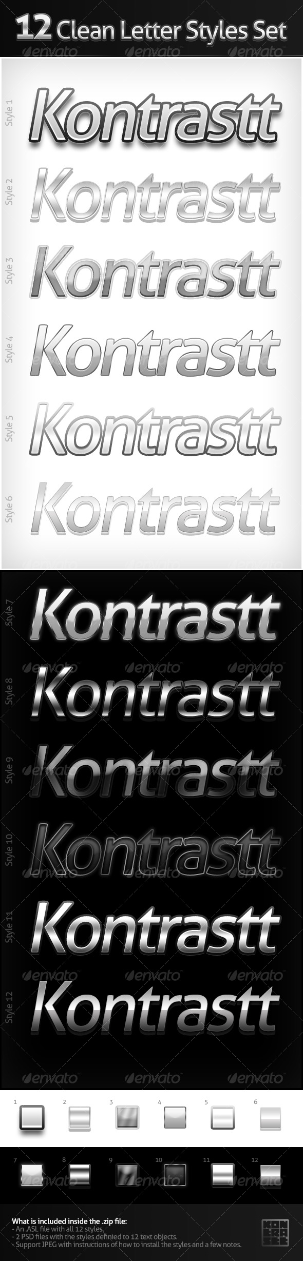 12 Clean Letter Styles Set - Text Effects Styles