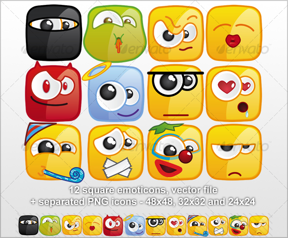 GraphicRiver 12 Square emoticons II 42320 GraphicRiver 12 Square emoticons II 42320