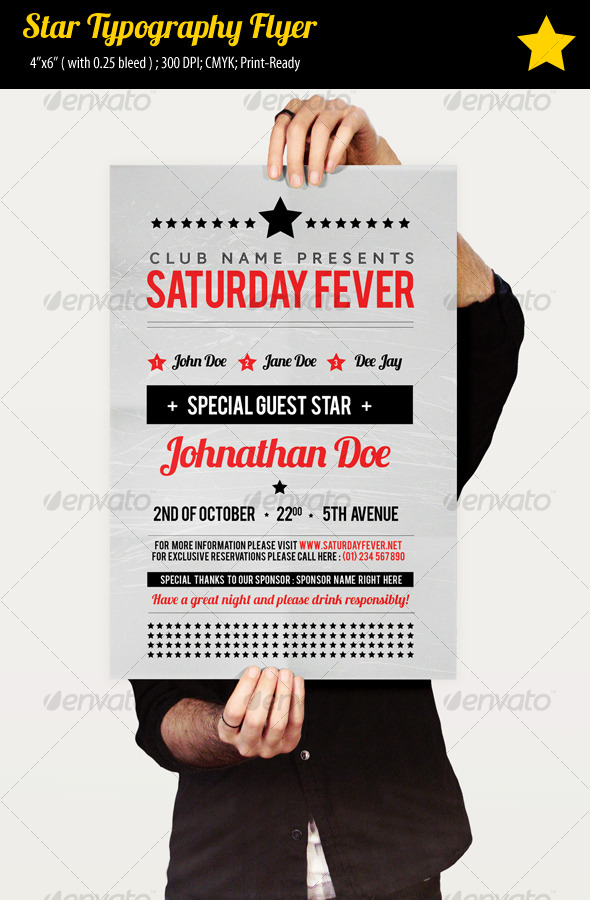 Star Typography Party Flyer - Clubs & Parties Events
