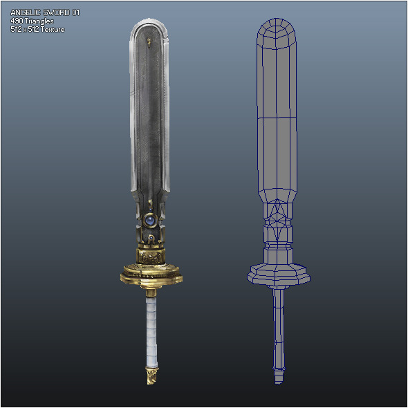 Low Poly Crusader Angelic Sword 01 - 3DOcean Item for Sale