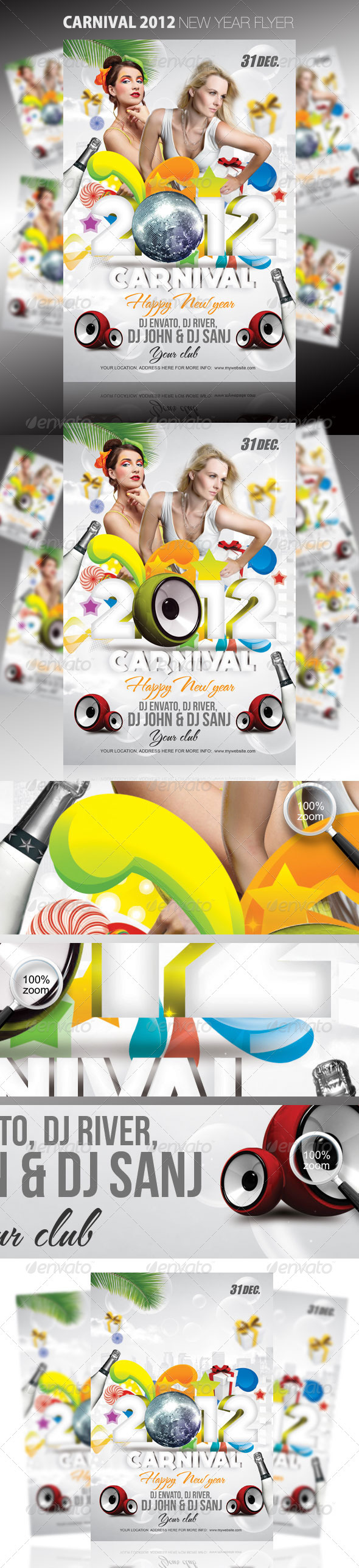 Carnival 2012 New Year Flyer - Clubs & Parties Events