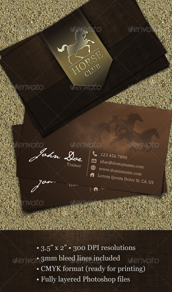Horse Club Business Card - Industry Specific Business Cards