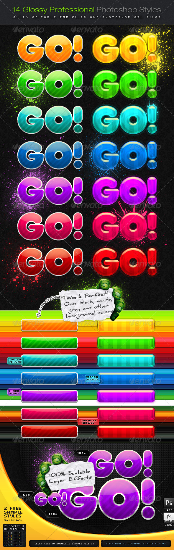 14 Glossy Professional Photoshop Styles - Text Effects Styles