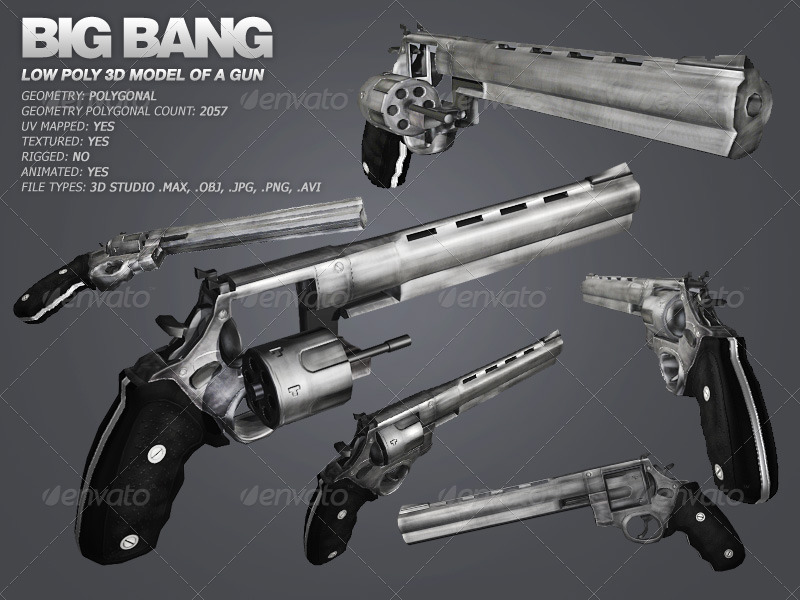 3DOcean Big Bang low poly model of a gun 133062 3DOcean Big Bang low poly model of a gun 133062