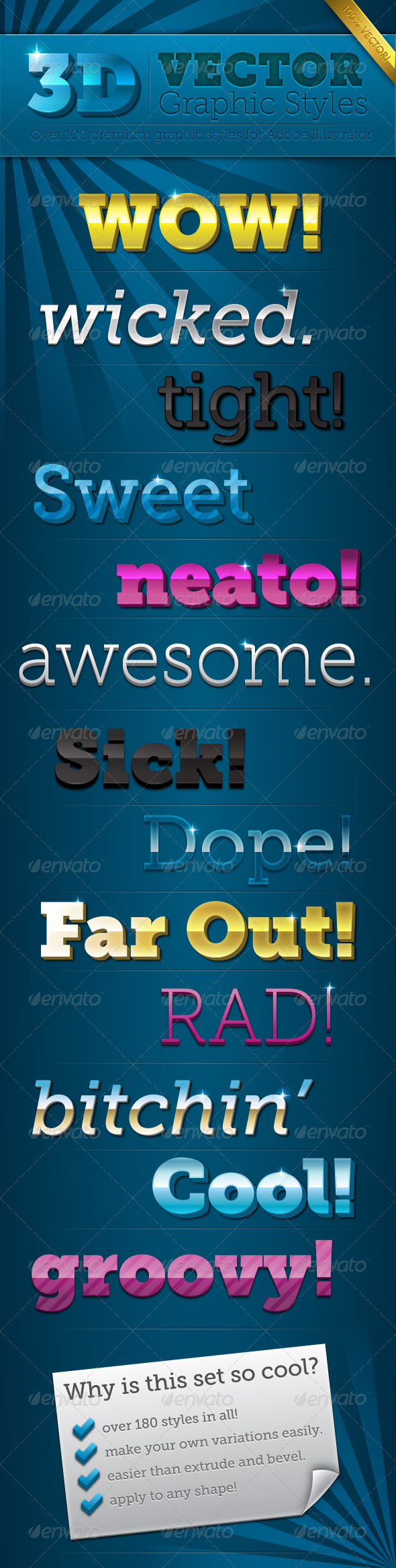 3D Vector Graphic Styles Pack - Styles Illustrator