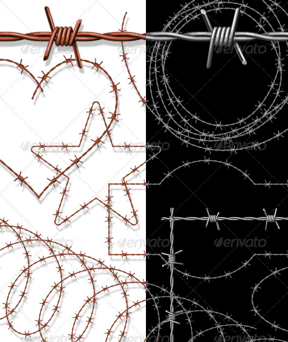 Barbed Wire Pattern Brushes With Ready-Made Assets - Brushes Illustrator