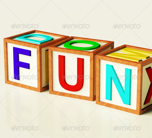 Kids Blocks Spelling Fun As Symbol for Enjoyment And Playing - Stock Photo - Images