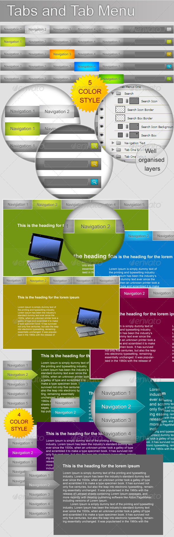 Tabs - Horizontal & Vertical and Tab Menu - Web Elements