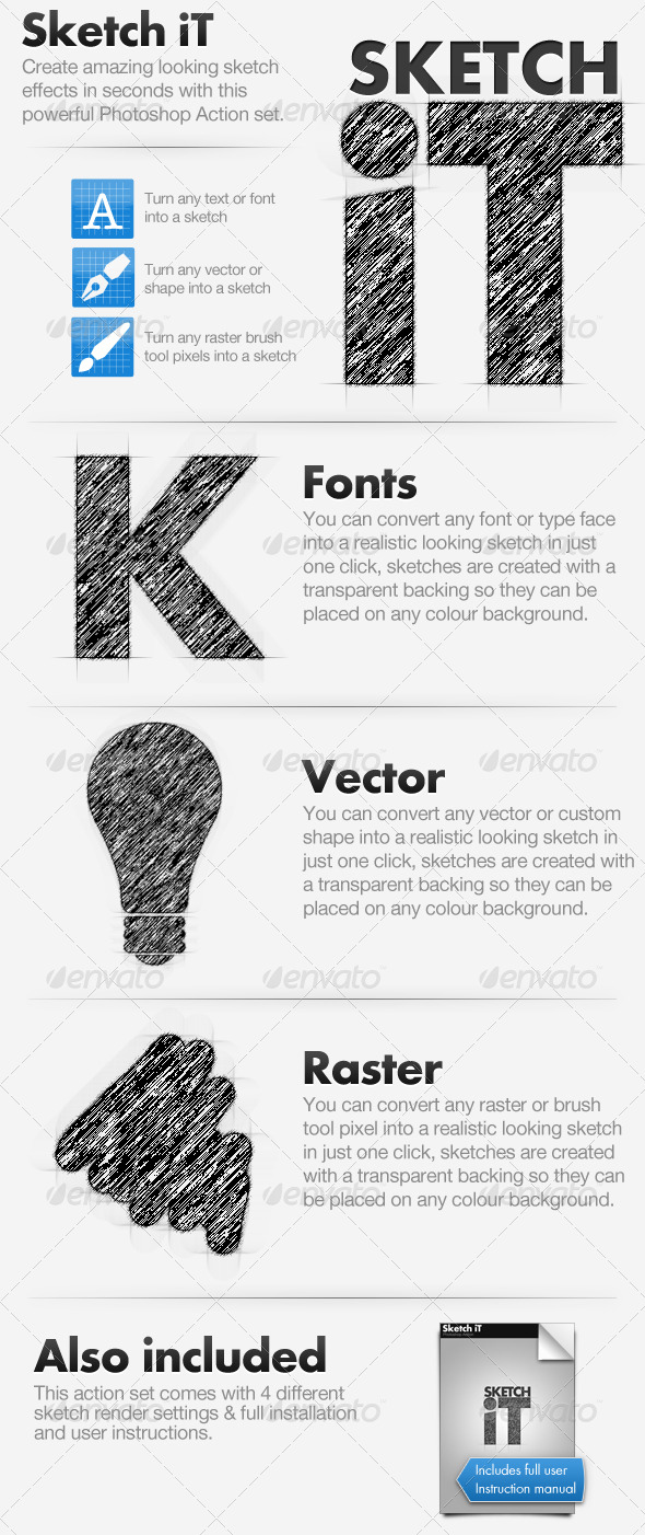 Sketch iT - Convert To Sketch - Text Effects Actions