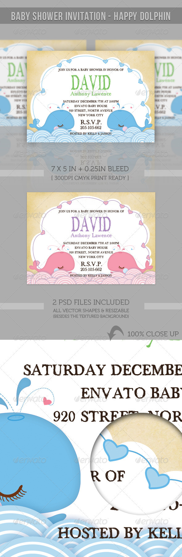 GraphicRiver Boy Girl Baby Shower Lovely Whale 1128413 GraphicRiver Boy Girl Baby Shower Lovely Whale 1128413