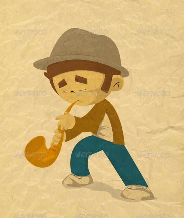Playing Sax - Illustrations Graphics