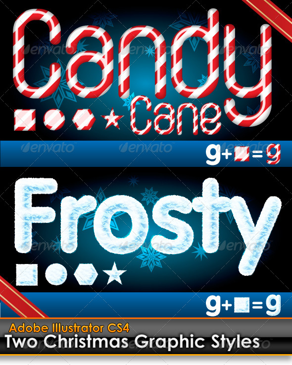 Two Christmas Illustrator Graphic Styles - Styles Illustrator