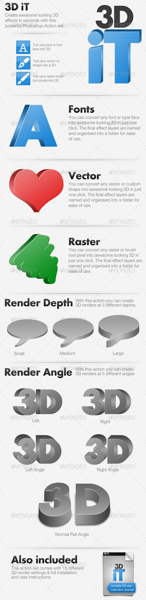 3D iT - 15 3D Rendering Actions - Photoshop Add-ons