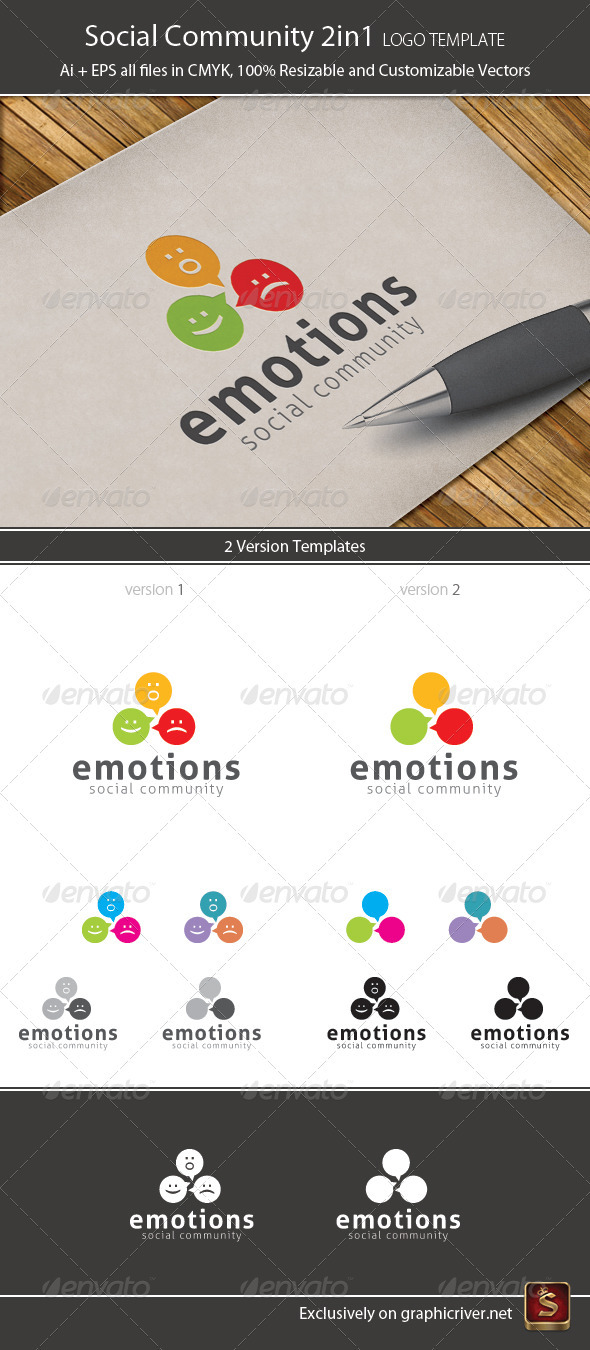 Social Community Logo Template 2in1 - Vector Abstract