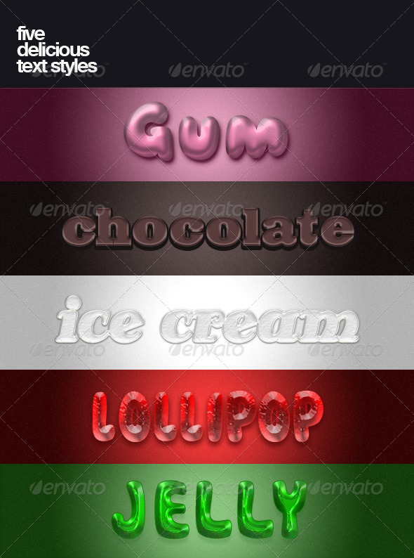 Five delicious text styles - Text Effects Styles