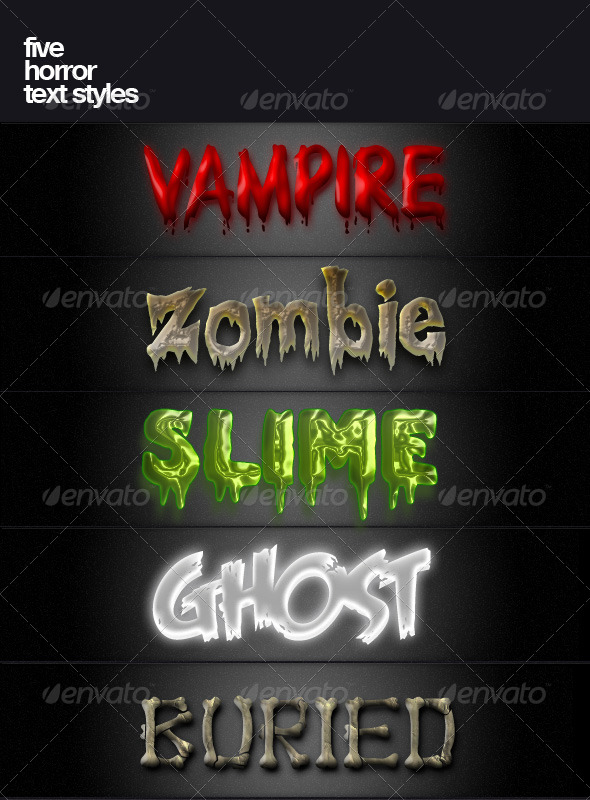 Five Horror Text Styles - Text Effects Styles