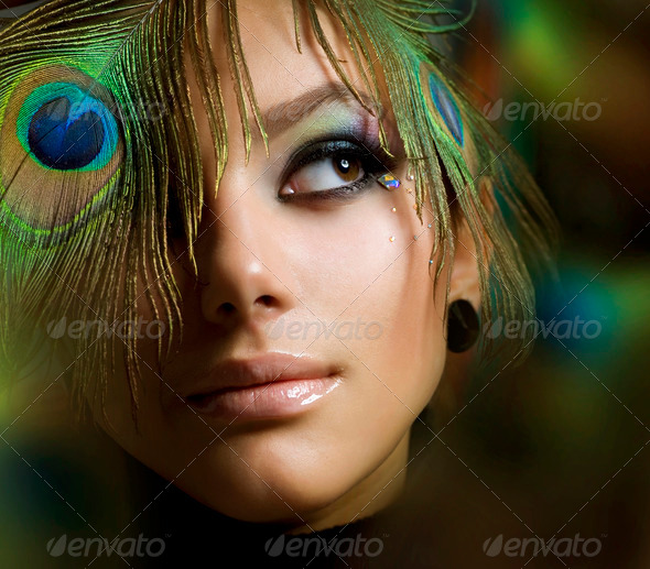 Stock Photo - PhotoDune Beautiful Fashion Girl Face Peacock Makeup 1159028 Stock Photo - PhotoDune Beautiful Fashion Girl Face Peacock Makeup 1159028