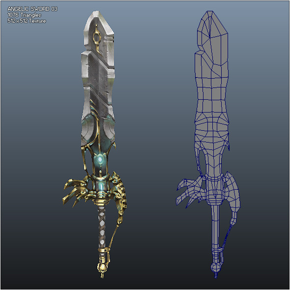 Low Poly Crusader Angelic Sword 03 - 3DOcean Item for Sale