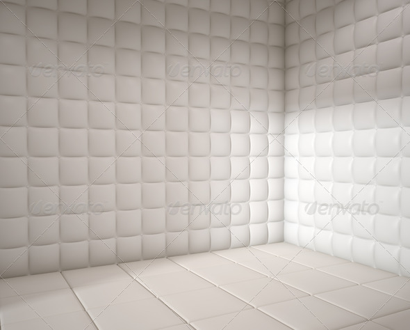 empty white padded room - Stock Photo - Images