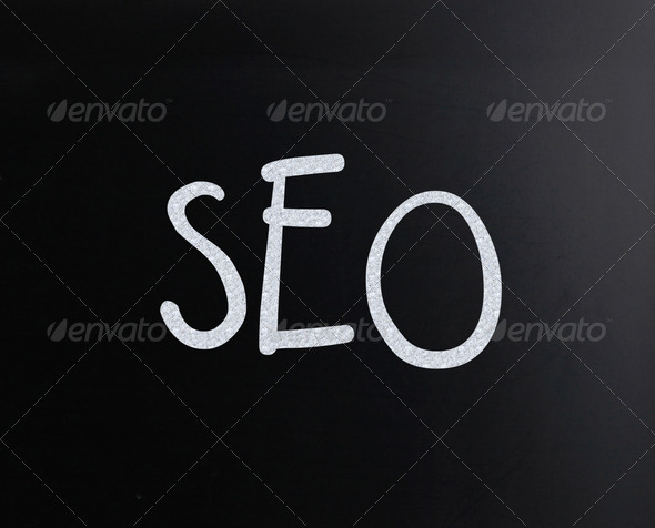 The word "SEO" handwritten with white chalk on a blackboard - Stock Photo - Images